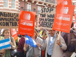 Marchers on the ‘Strangers to Citizens’ march of migrant workers in London on May 6th last year