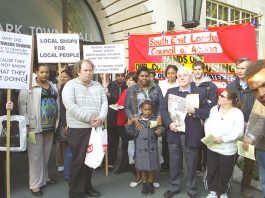 A section of Wednesday night’s South East London Council of Action lobby of Southwark Council demanding no demolitions