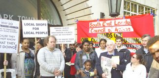 A section of Wednesday night’s South East London Council of Action lobby of Southwark Council demanding no demolitions