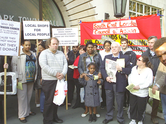A section of Wednesday night’s South East London Council of Action lobby of Southwark Council demanding no demolitions