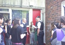 Police trying to enforce an eviction on the Heygate estate yesterday but were unsuccessful due to the opposition of residents