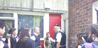 Police trying to enforce an eviction on the Heygate estate yesterday but were unsuccessful due to the opposition of residents