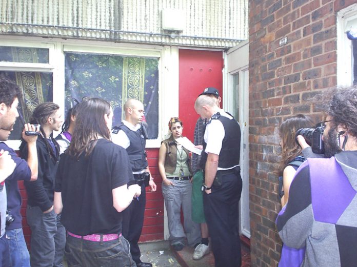 Police trying to enforce an eviction on the Heygate estate yesterday but were unsuccessful due to the opposition of residents