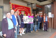 Picket line at West London Mail Centre in Paddington – closed after the wage and flexibility strikes