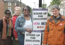UCU members, City & Islington College, on the picket line during the national strike on April 24th