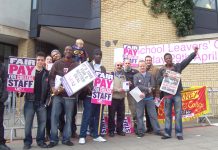 Enthusiastic students joined UCU lecturers on the picket line during the April 24th strike of lecturers, civil servants and teachers