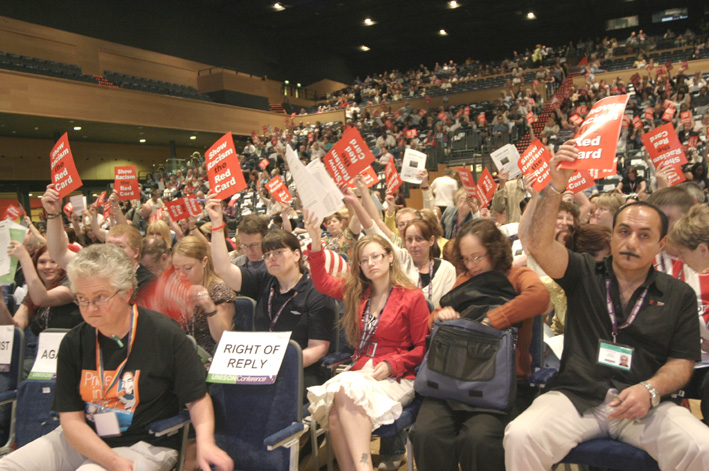 UNISON delegates voting at the conference yesterday
