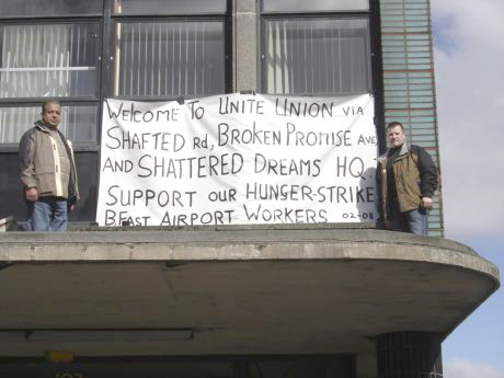 TGWU members from Belfast protesting outside the union’s offices