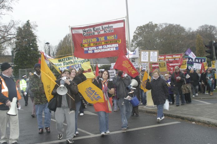 The march of more than 3,000 people organised by the North East London Council of Action last November against the closure of Chase Farm Hospital in Enfield. The Council of Action has called for another mass march on July 26