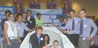 BMA junior doctors set up a tent outside their conference yesterday to warn about junior doctors being made homeless by the taking away of their free hospital accommodation support