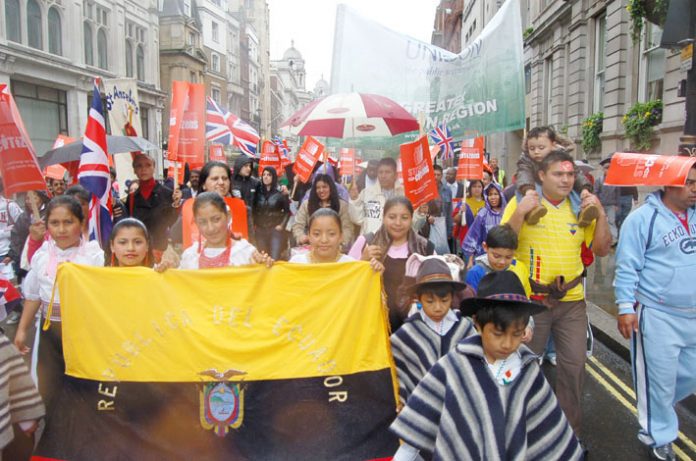 Children of south American asylum seekers on a march for migrant rights in May last year