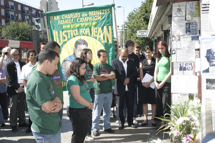 Family members gather around Stockwell shrine on 3rd anniversary of the the killing of Jean Charles de Menezes yesterday