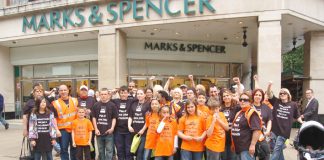 Fenland Foods workers picketing Marks & Spencer in the struggle to keep their jobs
