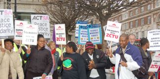 A picket of the Zimbabwean embassy in central London last year against repression of trade unionists that was joined by British trade union leaders