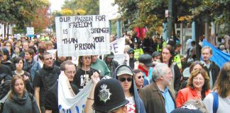 Demonstration in Crawley against the building of an Immigration Removal Centre near Gatwick Airport