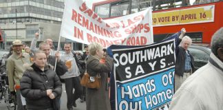 Council tenants demonstrate against the sale of their homes on Heygate and Aylesbury estates in Southwark, south London