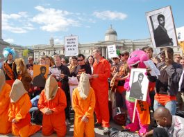 Protest in Trafalgar Square demanding the release of Binyam Mohamed