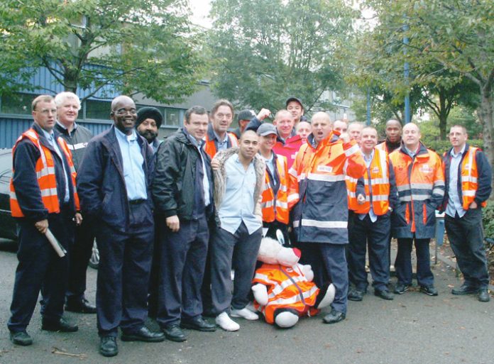 Postal workers on the picket line at Bow E3 delivery office in east London during last year’s strike action over low pay and the threat of 40,000 sackings in Royal Mail