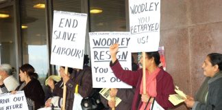 Sacked Gate Gourmet workers lobbying the Trades Union Congress earlier this week, demanding reinstatement