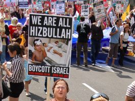 London demonstrators in August 2006 denounce the Israeli invasion of Lebanon