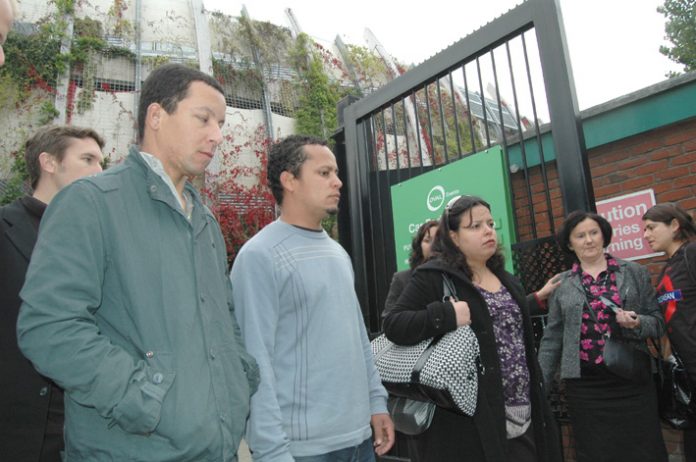 ALEX and ALESSANDRO PEREIRA and PATRICIA DA SILVA ARMANI outside the venue for their cousin Jean Charles De Menezes’ inquest yesterday morning