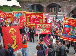 CWU branches from all over the country brought their banners to Manchester on Monday
