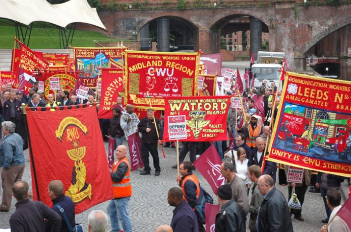 CWU branches from all over the country brought their banners to Manchester on Monday