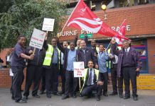 London bus workers on strike demanding wage rises that keep pace with the rate of inflation