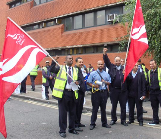 Bus workers on the picket line at Westbourne Park garage in west London. Drivers are striking again today in their struggle for ‘fair pay and fair treatment’