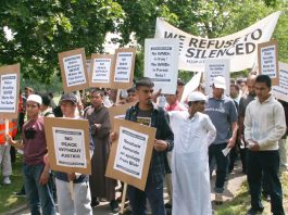 Youth from the Forest Gate community demonstrating in June 2006 following the shooting of a young postal worker by police during an anti-terror raid