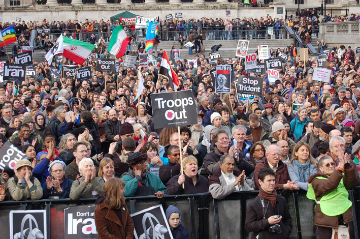 Section of the Trafalgar Square rally in February last year against the war on Iraq