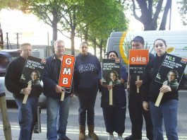 Gmb Fights Victimisations Demonstration in support of sacked GMB member Tony Goode outside the Marks and Spencer head offices on September 29th