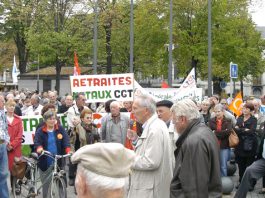 Joint union and retirees rally in Tarbes, Hautes-Pyrenees last Thursday for an increase in pensions