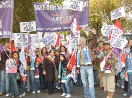 Filipino senior carers on last November’s NHSTogether march