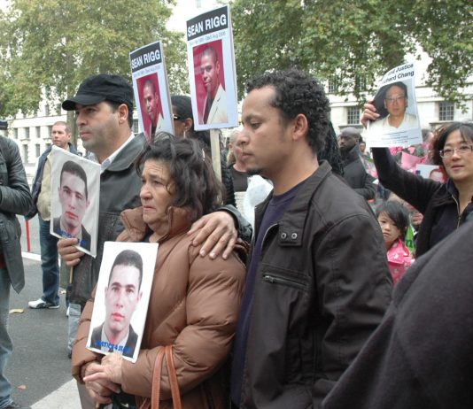 Relatives of Jean Charles de Menezes outside Downing Street recently to protest over his