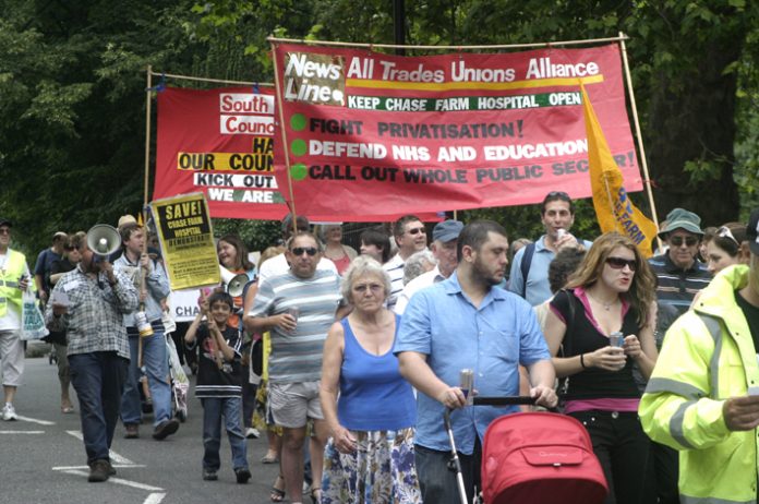 North East London Council of Action demonstration in Enfield demanding that Chase Farm Hospital be kept open