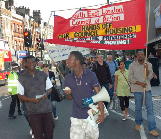 South East London Council of Action march in Southwark against the demolition of council housing
