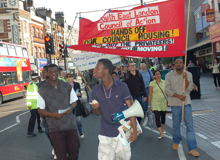 South East London Council of Action march in Southwark against the demolition of council housing