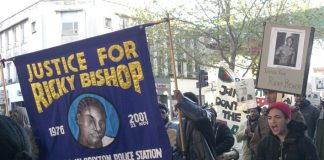 The Justice for Ricky Bishop campaign marching through south London on Saturday