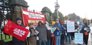 Youth and trade unionists joined the North-East London Council of Action’s latest picket to save Chase Farm on Tuesday morning