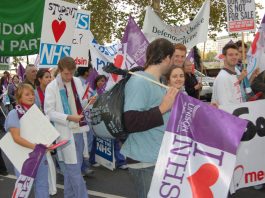 Student nurses on the NHSTogether demonstration against privatisation last November