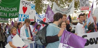 Student nurses on the NHSTogether demonstration against privatisation last November