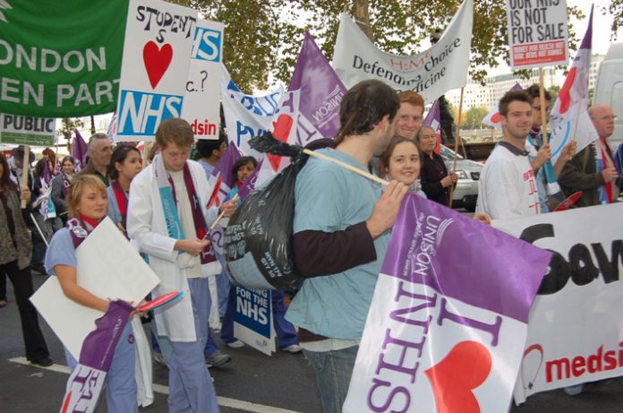 Student nurses on the NHSTogether demonstration against privatisation last November