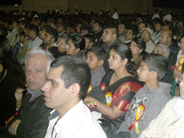 Part of the 20,000-strong audience at the ExCeL Centre in Docklands yesterday afternoon celebrating Tamil Heroes Day