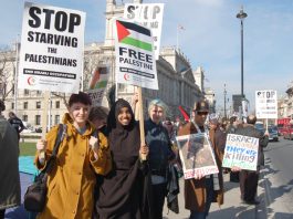 END THE INHUMAN GAZA SIEGE – demand Lebanese masses Demonstrators in London’s Parliament Square last March demand an end to the Israeli siege of Gaza