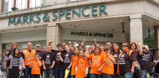 Marks & Spencer suppliers Fenland Foods workers demonstrating last May in defence of their jobs at the M&S Oxford Street store