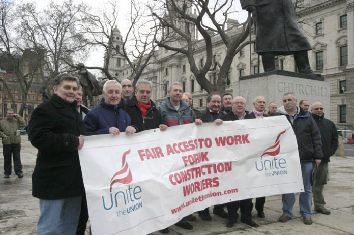 Unite members outside parliament yesterday demanding the right to work