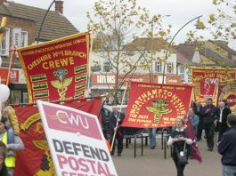 CWU branches from all over the country supported the November 15 march in Milton Keynes to defend the Mail Centre open