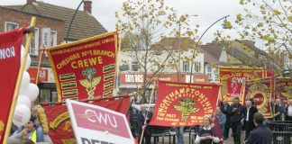 CWU branches from all over the country supported the November 15 march in Milton Keynes to defend the Mail Centre open
