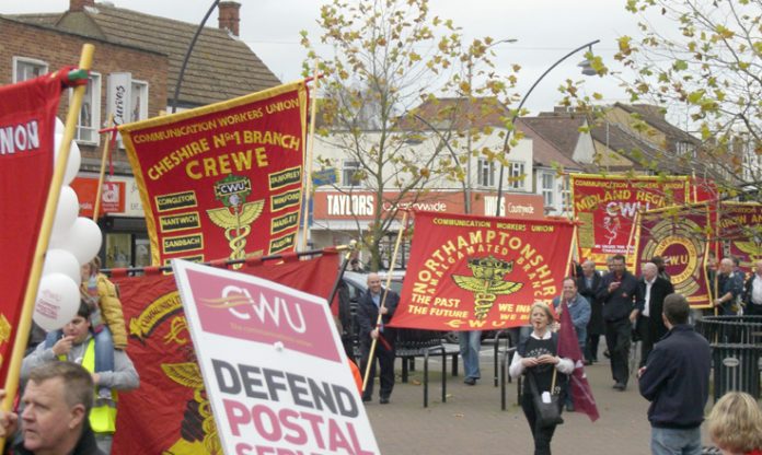 CWU branches from all over the country supported the November 15 march in Milton Keynes to defend the Mail Centre open